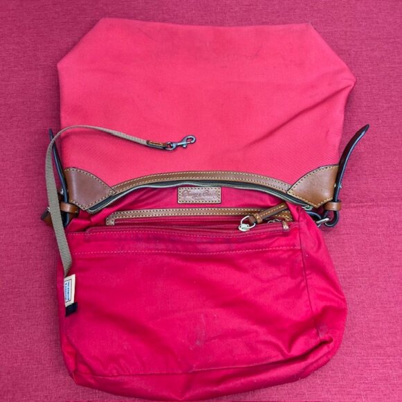 Red Dooney & Bourke ShoulderBag  Boho  Canvas  Brown trim Leather 14"x8"x10" (43 - Picture 8 of 15